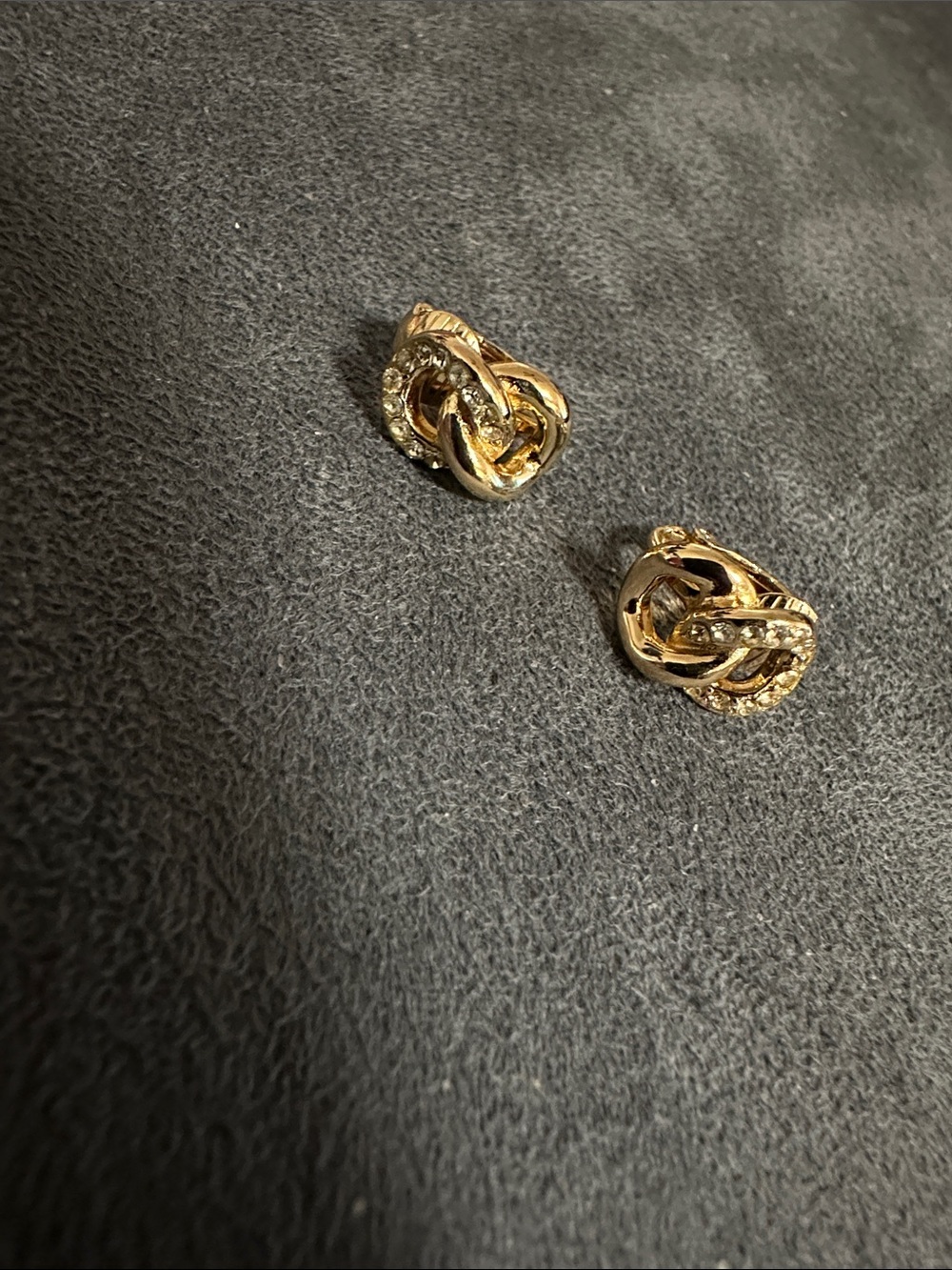 Dior Gold-Tone Knot Earrings with Crystal Trim. PREOWNED.